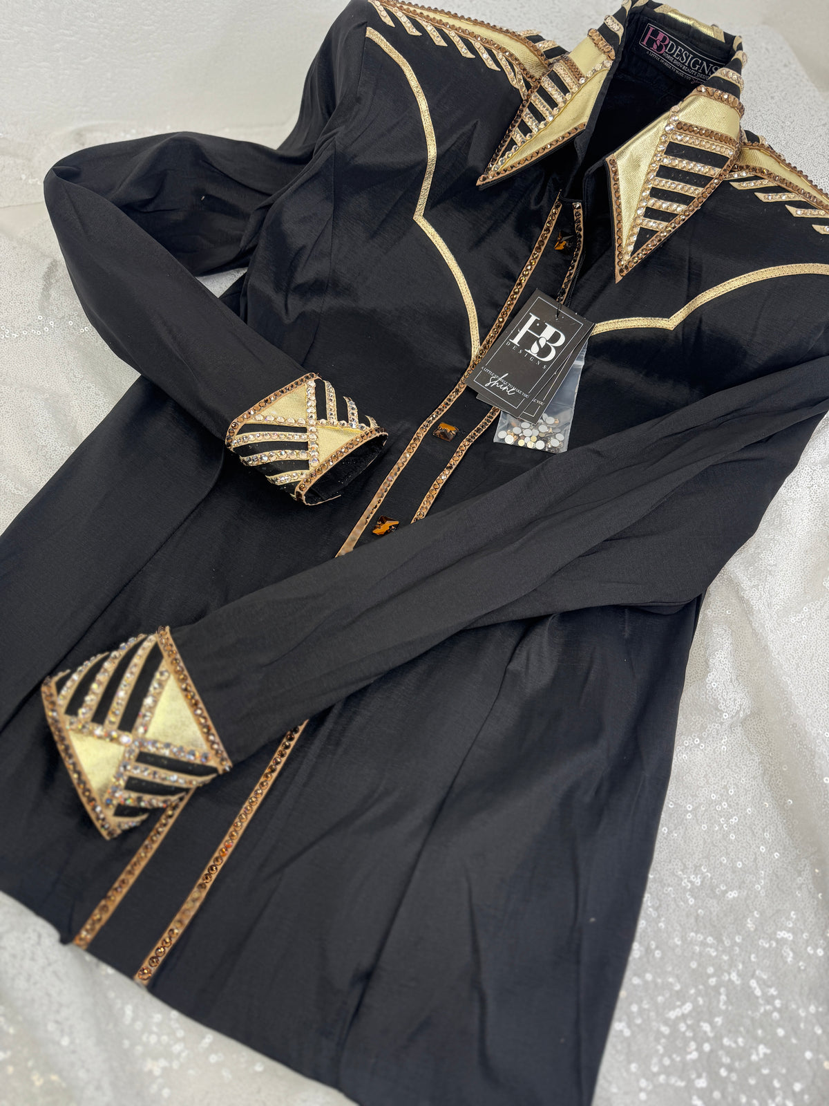 YOKED Black & Gold Stretch Taffeta Day Shirt