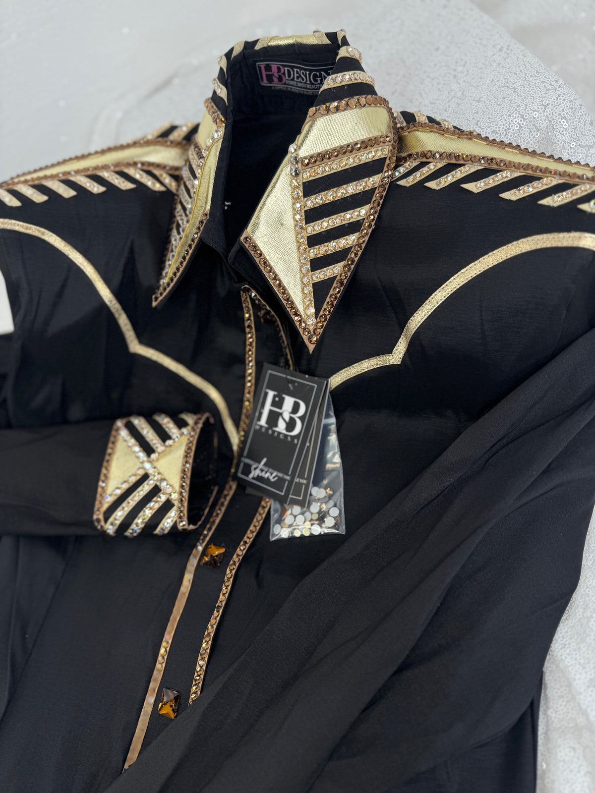 YOKED Black & Gold Stretch Taffeta Day Shirt