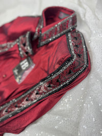 GLAM Iridescent Burgundy w/ Grey & Black Stretch Taffeta Day Shirt