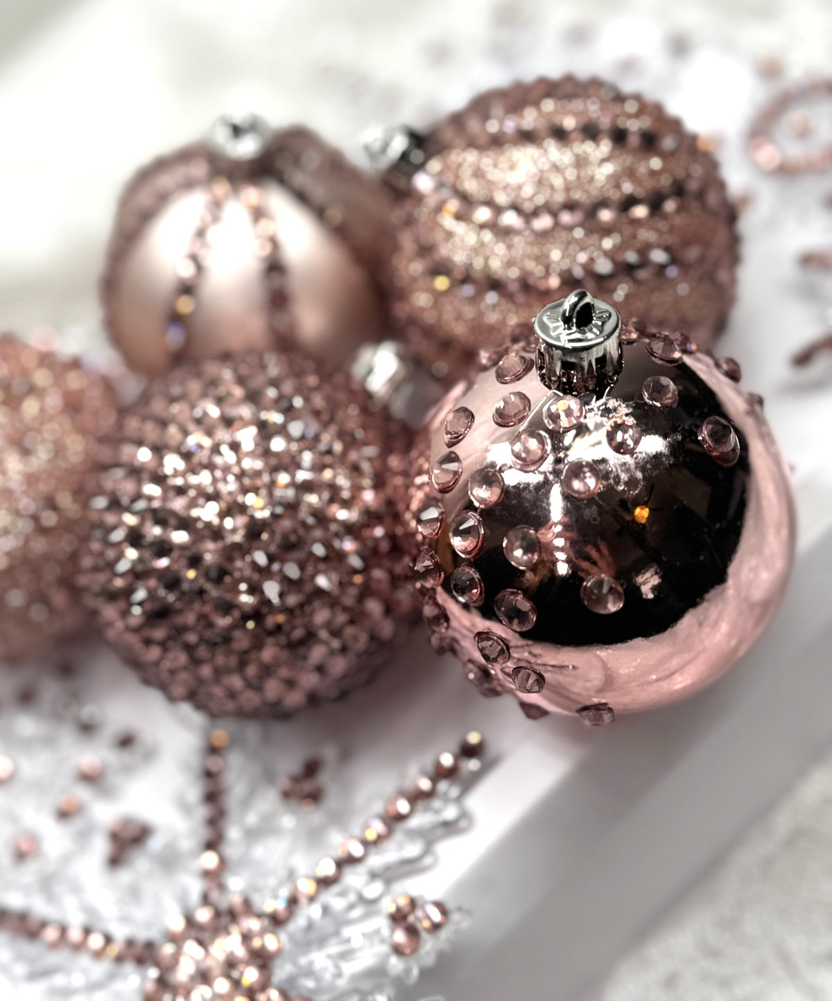 Blush Pink 12 Piece Ornament Set