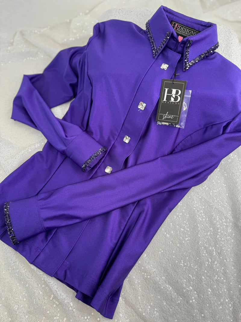 SIMPLY Royal Purple Shiny Spandex Day Shirt 1354
