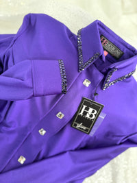 SIMPLY Royal Purple Shiny Spandex Day Shirt 1354