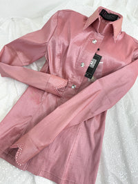 SIMPLY Dusty Rose Stretch Taffeta Day Shirt 1356