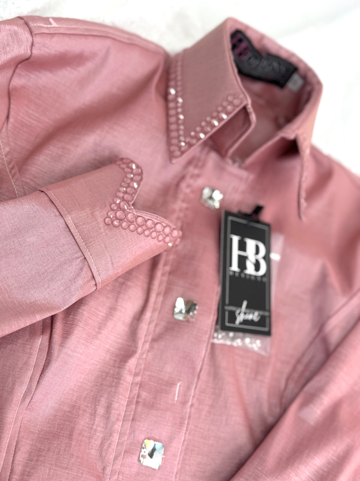 SIMPLY Dusty Rose Stretch Taffeta Day Shirt 1356