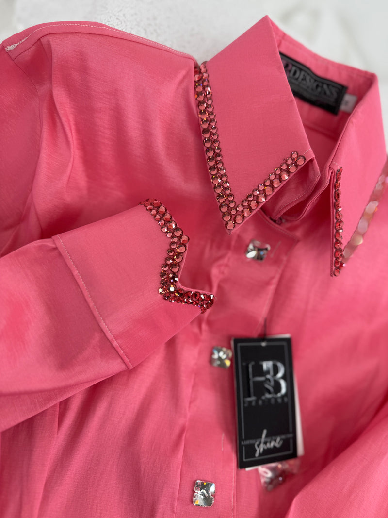 SIMPLY Pink Starburst Stretch Taffeta Day Shirt 1357