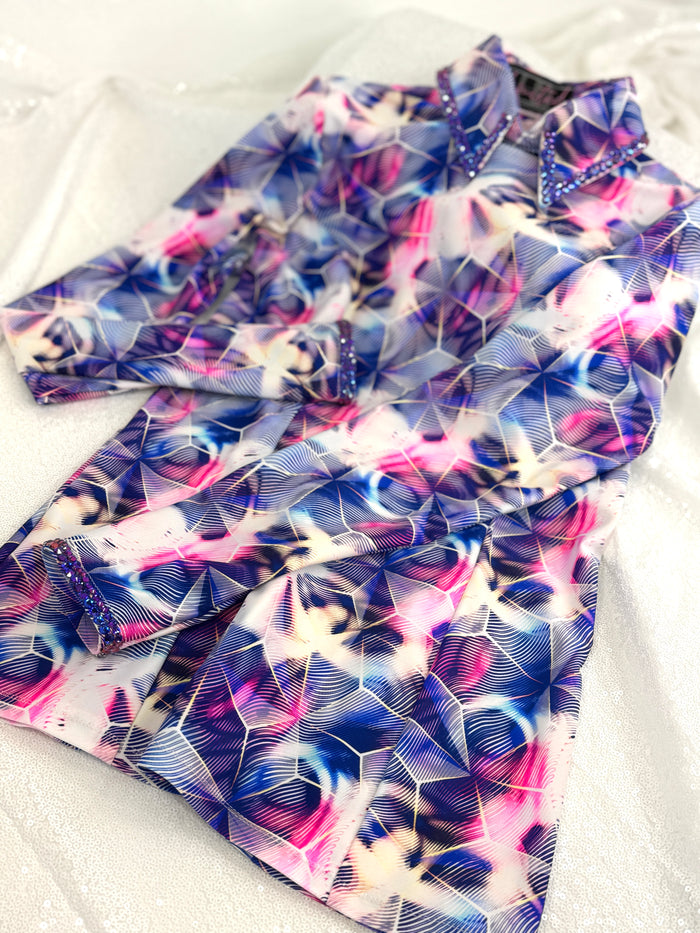 SIMPLY Backzip Blue, Pink, Purple and White Stretch Day Shirt 1372