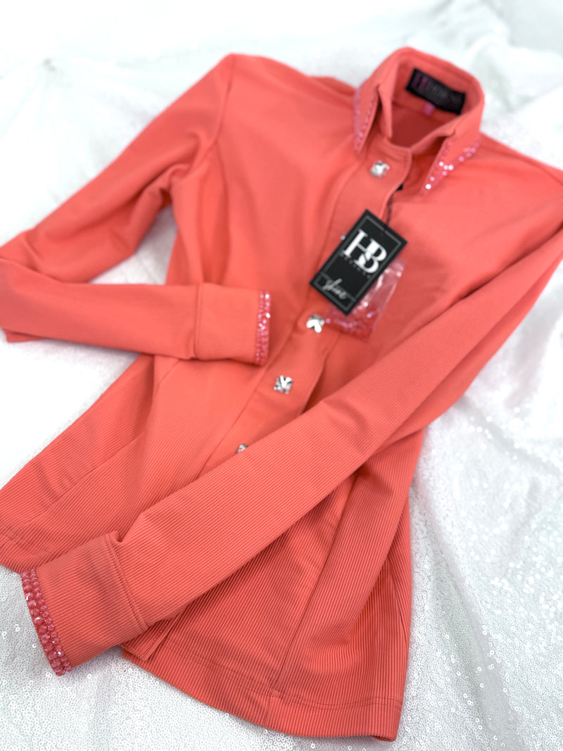 SIMPLY Melon Ribbed Spandex Day Shirt 1375