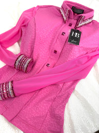 GLITZY BREEZY Pink Leopard Stretch Spandex Day Shirt 1366