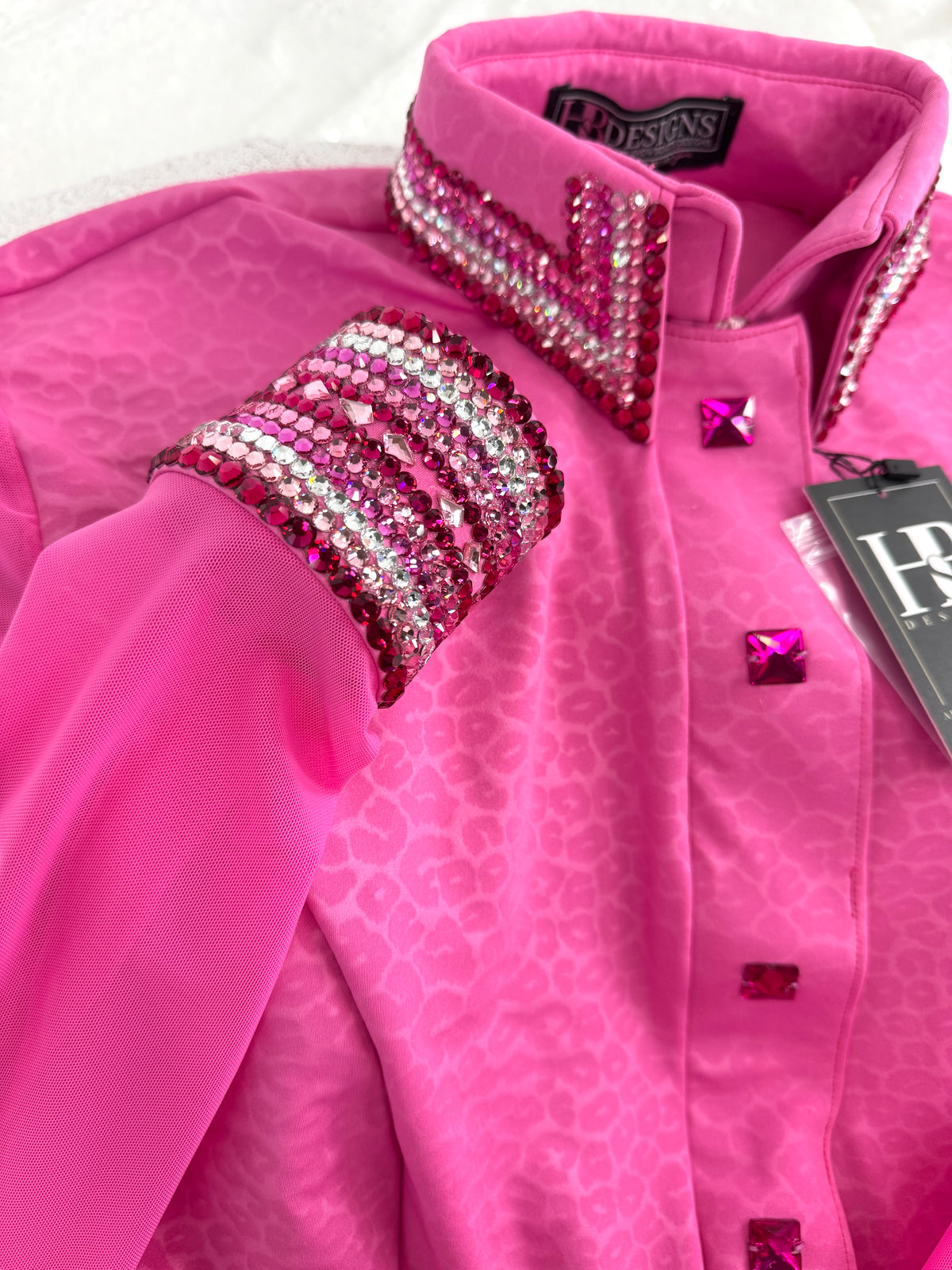 GLITZY BREEZY Pink Leopard Stretch Spandex Day Shirt 1366