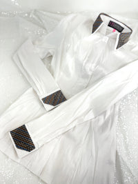 TAILORED by HSBD White w/ Multicolor Silk Accent Stretch Taffeta Day Shirt 1015