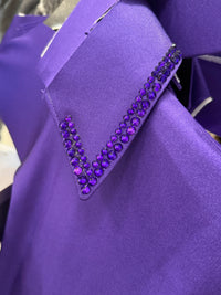 SIMPLY Royal Purple Shiny Spandex Day Shirt 1354