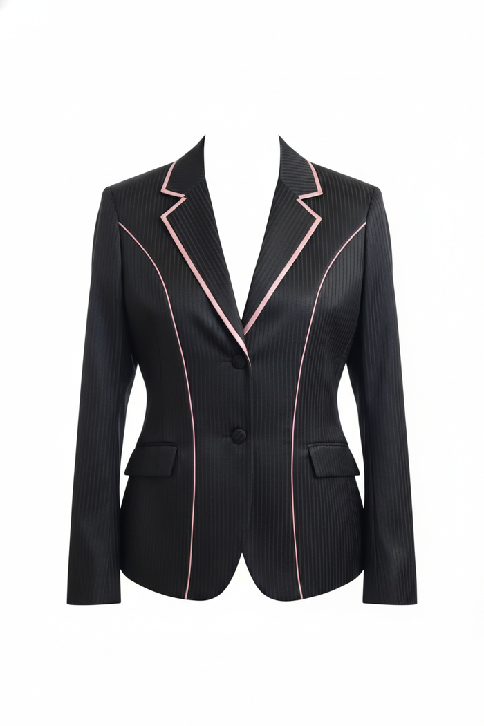 TAILORED Black & White Pinstripe w/ Pink Accents Showmanship Suit #3006