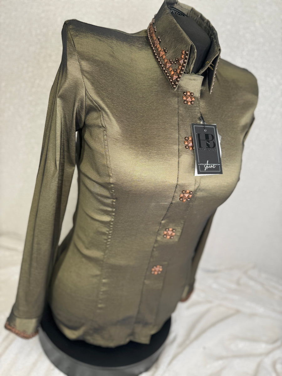 SIMPLY SOUTHWESTERN Olive Grove Stretch Taffeta Day Shirt 1037
