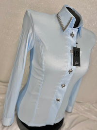 SIMPLY SOUTHWESTERN Icey Blue Stretch Taffeta Day Shirt