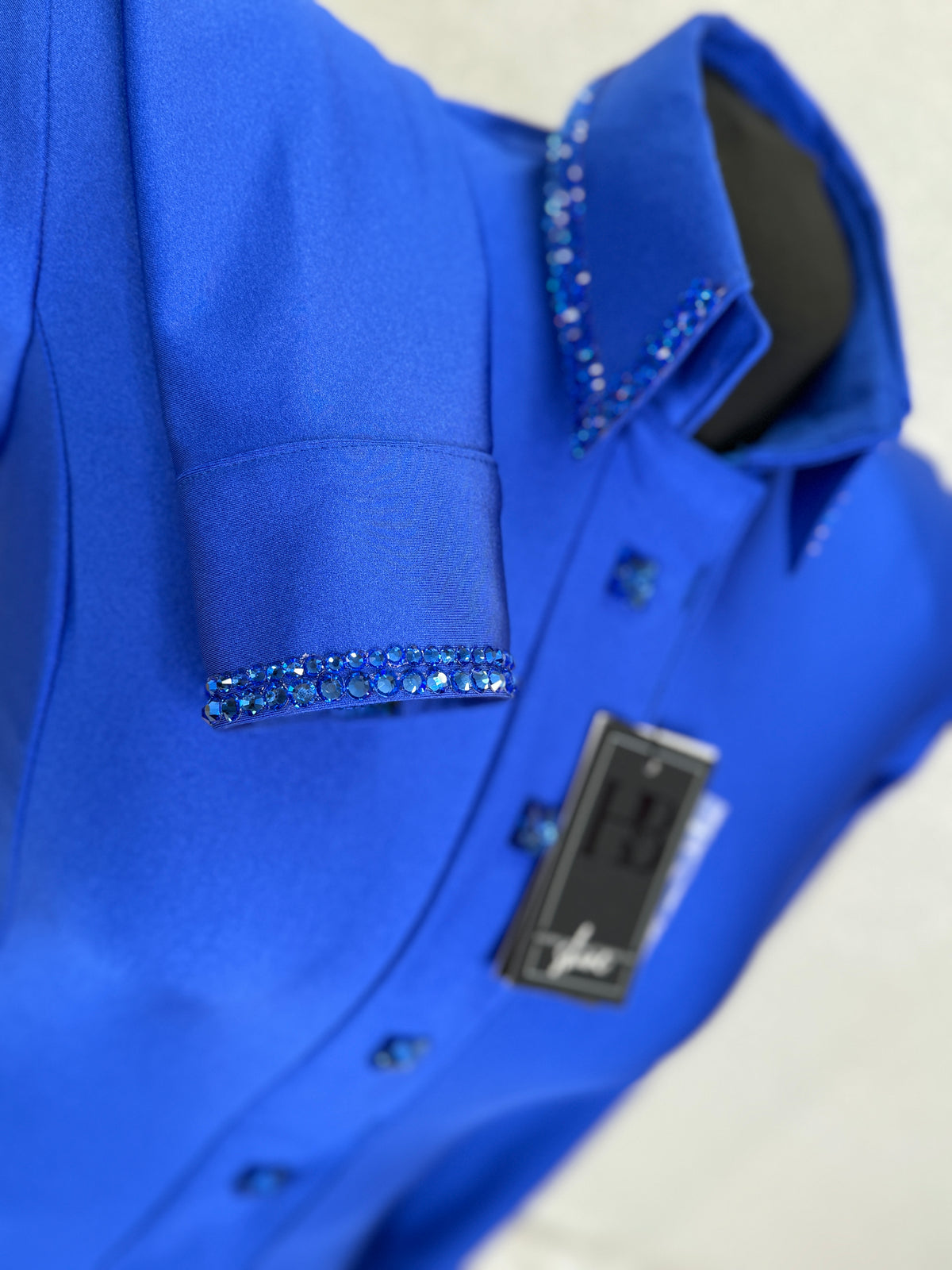 SIMPLY Royal Blue Shiny Spandex Day Shirt