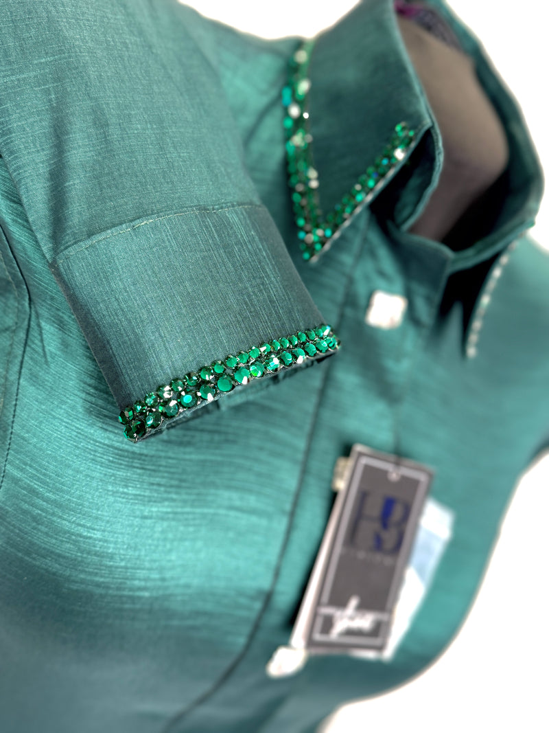 SIMPLY Emerald Stretch Taffeta Day Shirt