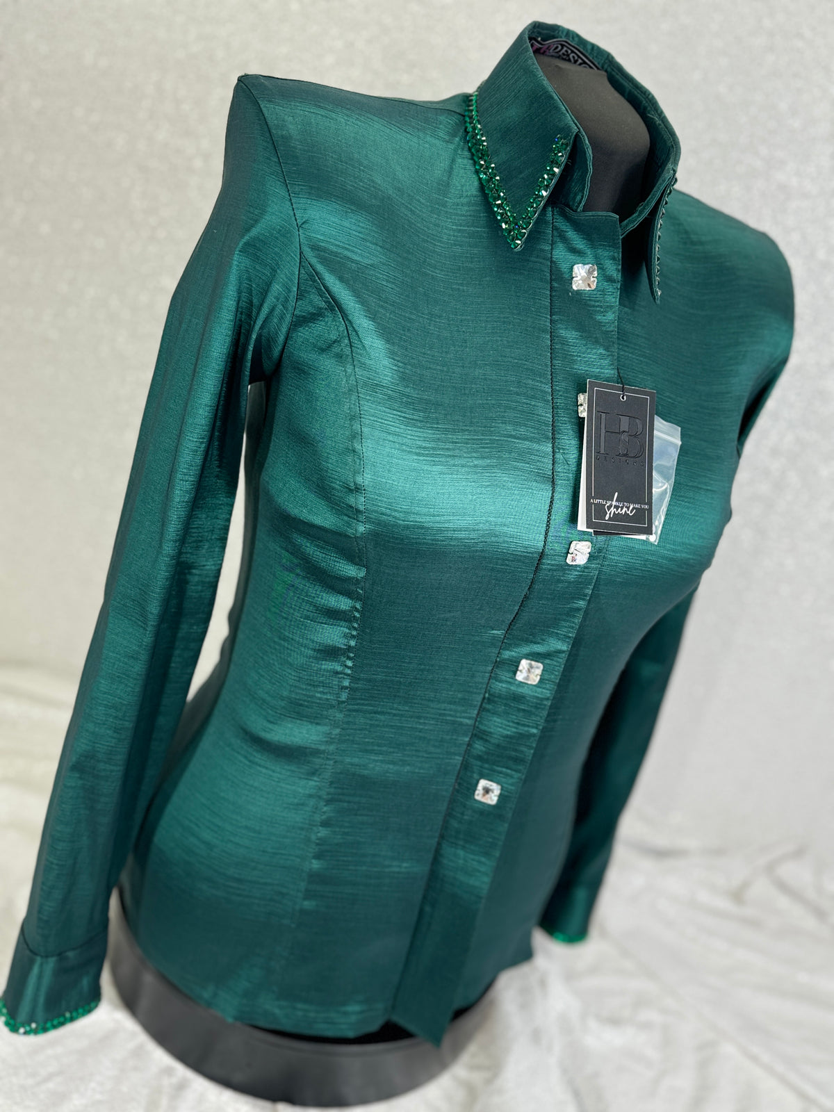 SIMPLY Emerald Stretch Taffeta Day Shirt