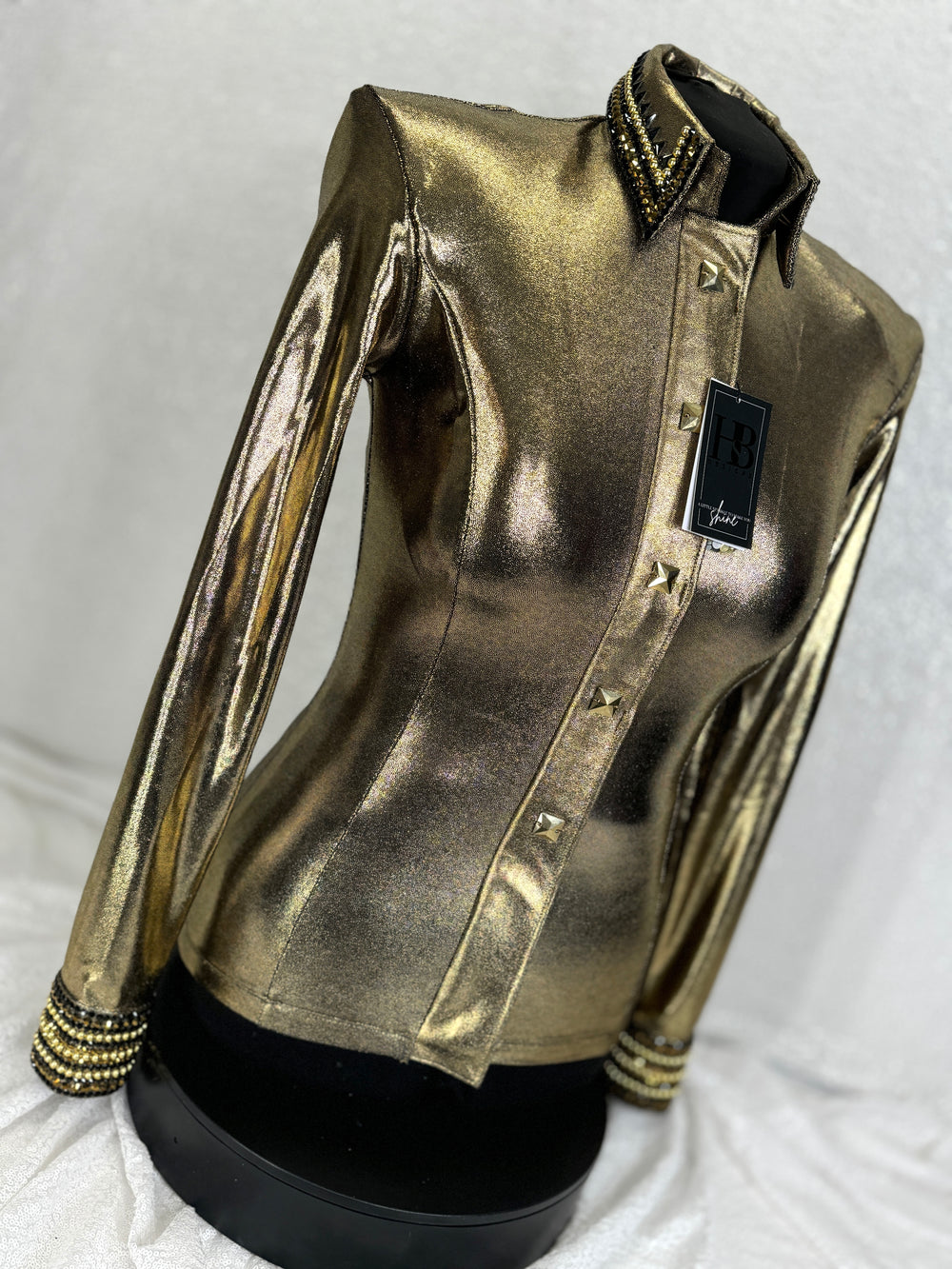 GLITZY Gold and Black Melted Metals Stretch Day Shirt