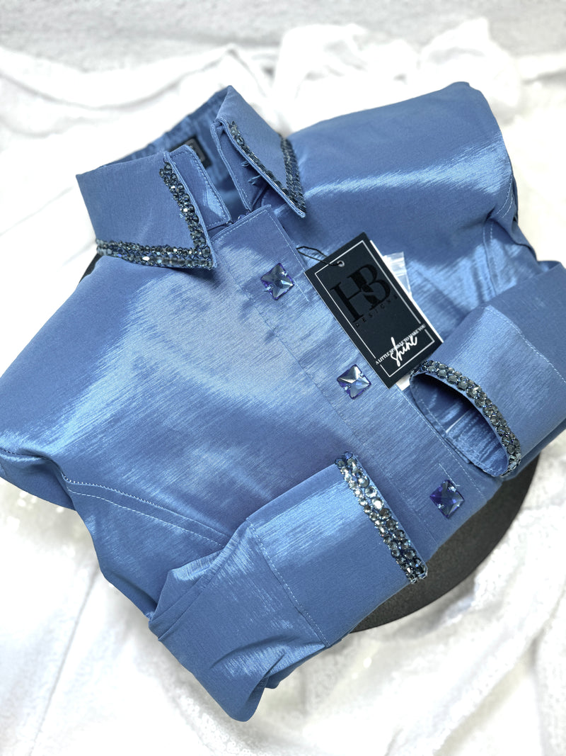 SIMPLY Denim Blue Stretch Taffeta Day Shirt