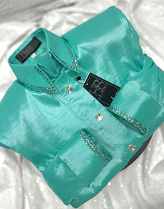 SIMPLY Seafoam Stretch Taffeta Day Shirt