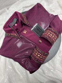 GLITZY Cherry Cola/Dark Burgundy Melted Metals Stretch Day Shirt