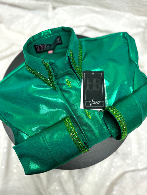 SIMPLY Kelly Green Melted Metals Stretch Day Shirt