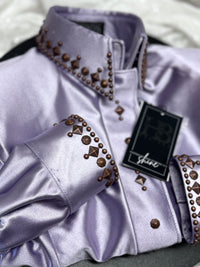 SIMPLY SOUTHWESTERN Icey Lavender Satin Spandex Day Shirt