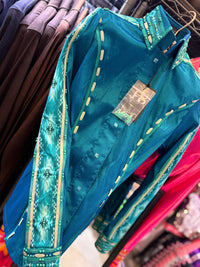 SOUTHWESTERN Iridescent Teal & Turquoise Stretch Taffeta Day Shirt 1013
