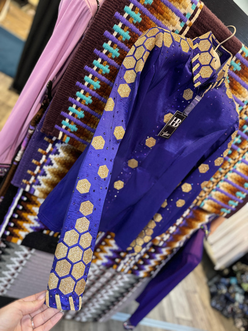 GLAM Royal Purple & Gold Stretch Taffeta Day Shirt