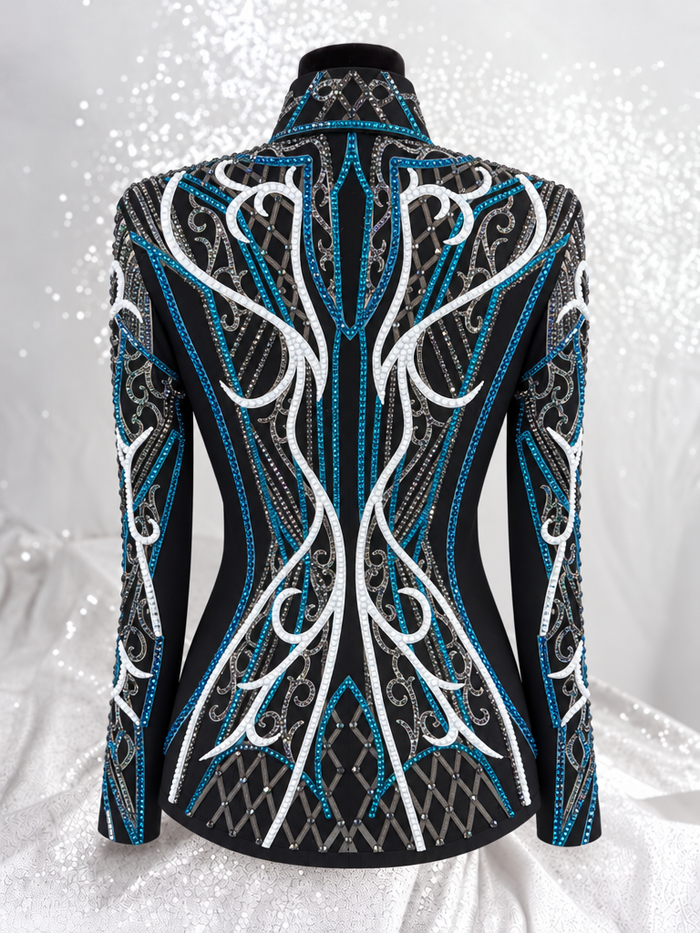 Teal, White, Grey and Black Showmanship Jacket 1539