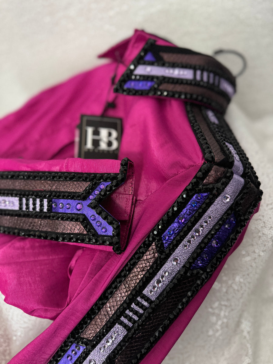 GLAM Fuchsia, Purple, Lavender, Eggplant and Black Stretch Taffeta Day Shirt 1324