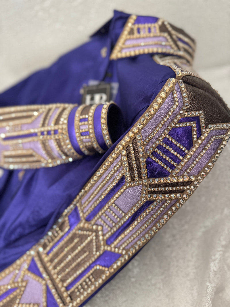 GLAM Royal Purple w/ Camel and Bronze Stretch Taffeta Day Shirt