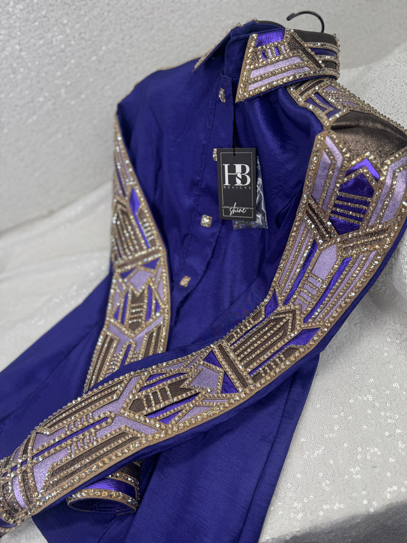 GLAM Royal Purple w/ Camel and Bronze Stretch Taffeta Day Shirt