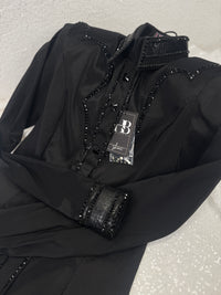 GLAM YOKED Black on Black Stretch Taffeta Day Shirt