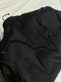GLAM YOKED Black on Black Stretch Taffeta Day Shirt