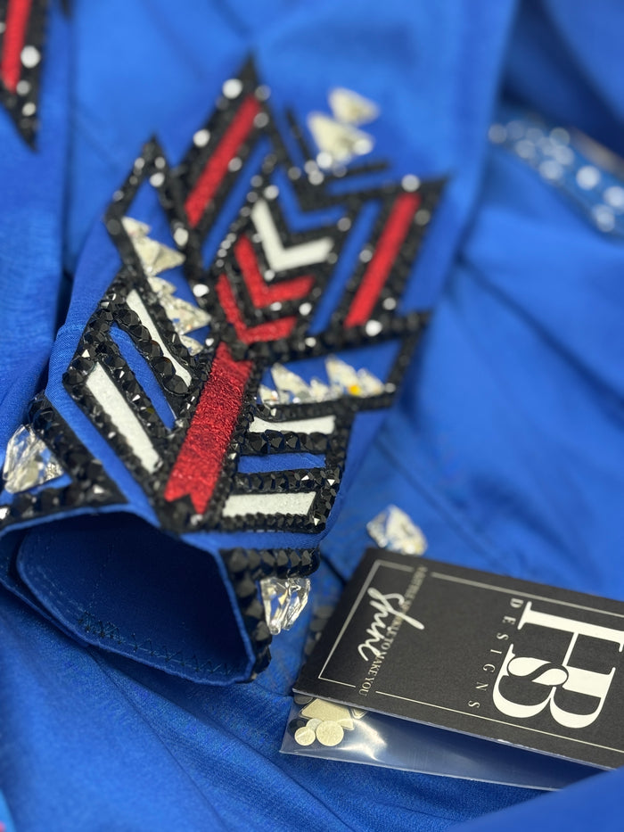 GLAM Red, White, Blue and Black Stretch Taffeta Day Shirt