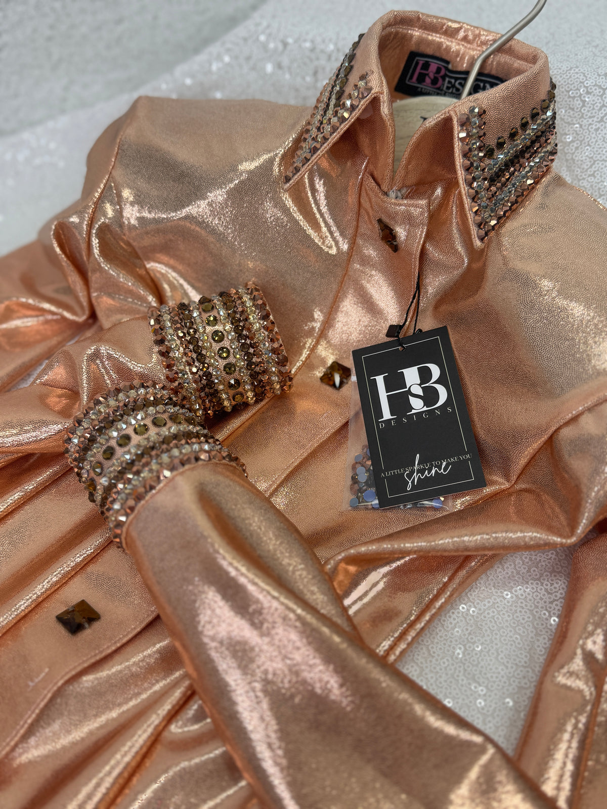 GLITZY Rose Gold Melted Metals Stretch Spandex Day Shirt