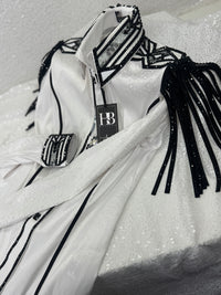 GLAM White and Black Stretch Taffeta Day Shirt