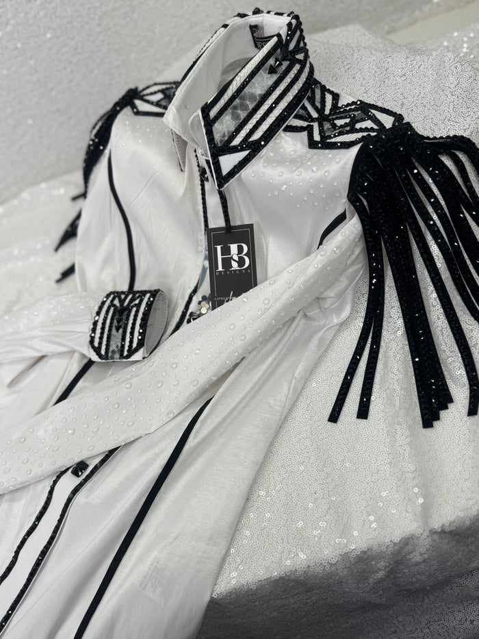 GLAM White and Black Stretch Taffeta Day Shirt