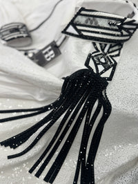 GLAM White and Black Stretch Taffeta Day Shirt