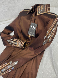 GLAM Brown, Taupe, Camel/Tan and Bronze Stretch Taffeta Day Shirt