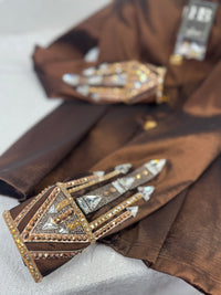 GLAM Brown, Taupe, Camel/Tan and Bronze Stretch Taffeta Day Shirt