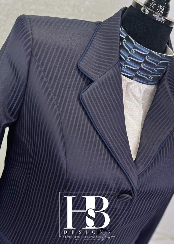 TAILORED Navy Stripe w/ Navy Accents Hunt Coat