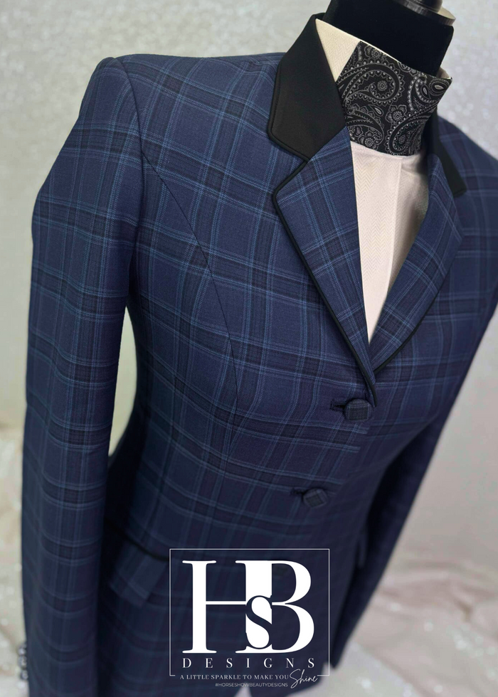 TAILORED Navy and Black Plaid Hunt Coat