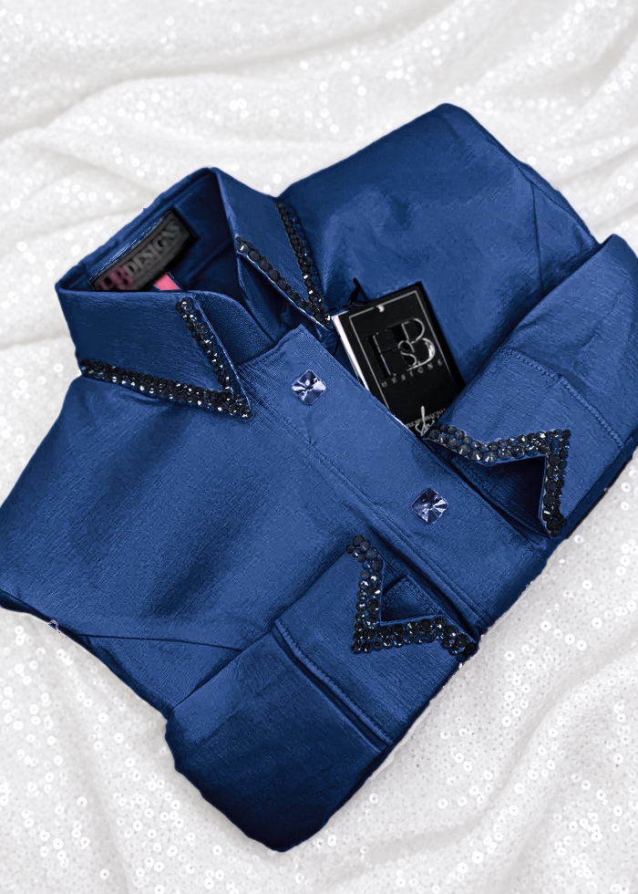 SIMPLY Bright Navy Stretch Taffeta Day Shirt 1125