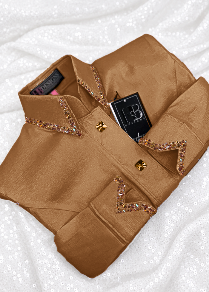 SIMPLY Caramel Stretch Taffeta Day Shirt 1419