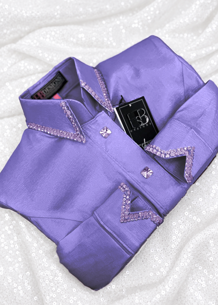 SIMPLY Dark Lavender Stretch Taffeta Day Shirt 1115