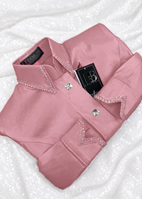 SIMPLY Dusty Rose Stretch Taffeta Day Shirt 1356