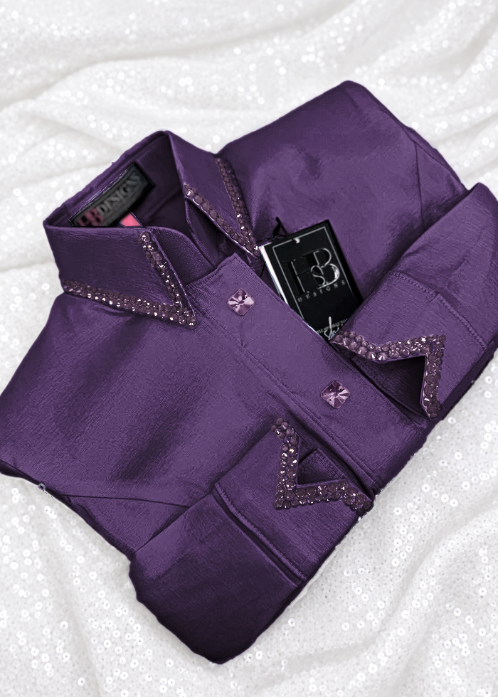 SIMPLY Eggplant Stretch Taffeta Day Shirt 1110