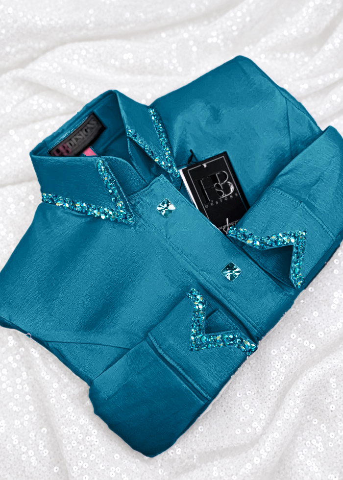 SIMPLY Iridescent Teal Taffeta Day Shirt 1081